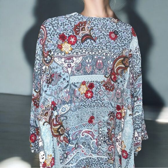 Knox Rose l Open Kimono l Paisley Print l 100% Rayon l L l EUC - Picture 3 of 10